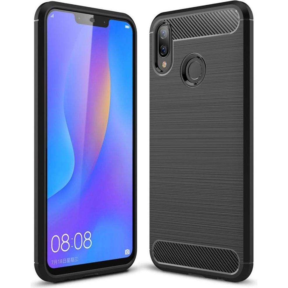 König Design Hülle Handy Schutz für Huawei Nova 3i Case Cover Bumper Carbon Optik Schwarz (Huawei Nova 3i), Smartphone H...