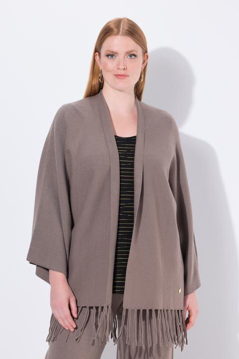 Produktbild Ulla Popken Strickjacke, Fransensaum, ohne Verschluss, Langarm (58, 60)