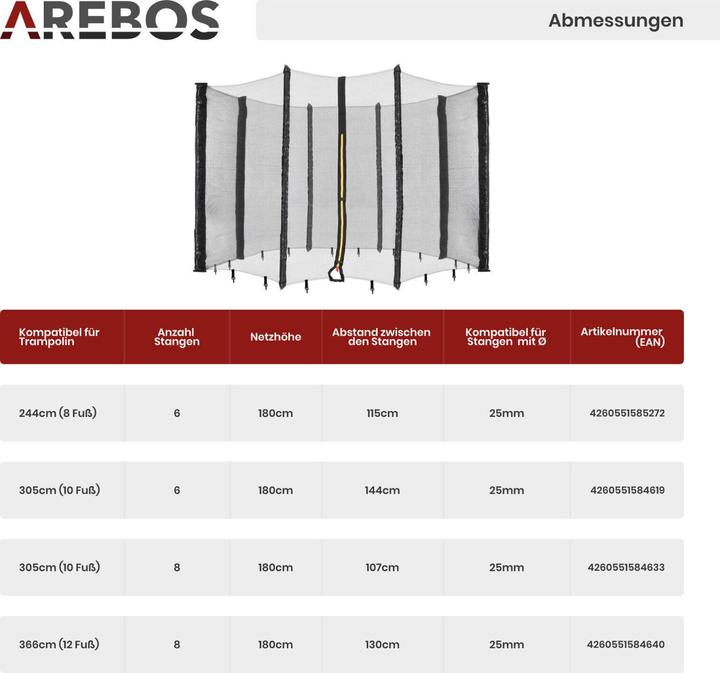 Actual product image Arebos Trampoline edge cover and safety net