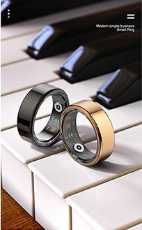 Immagine prodotto Powerton SMART Ring Grösse 8 schwarz / Smart Ring / BT 5.0 / IP68 (8, Nero, Oro)