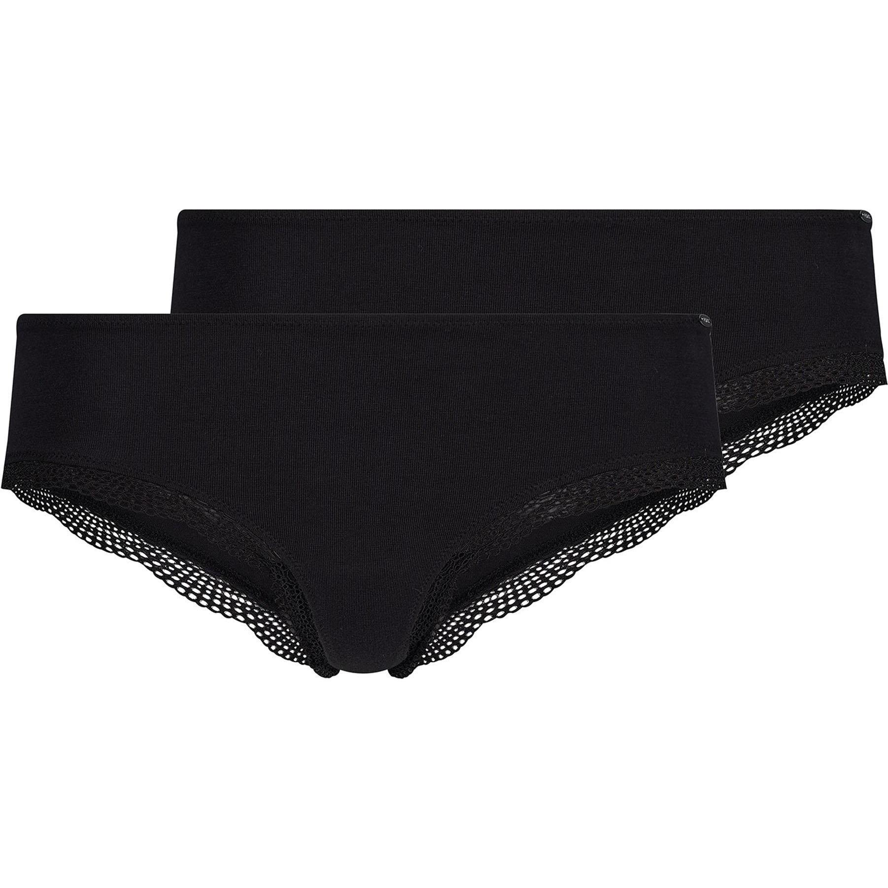 Skiny, Damen, Unterhosen, Slip Casual Bequem sitzend Classic Cotton, Schwarz, (L, 2er Pack)