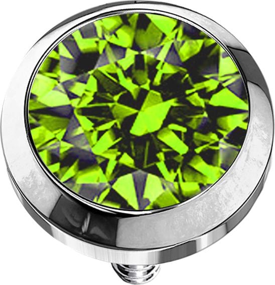 Produktbild Star Piercing Dermal Anchor silber mit Kristall hellgrün (Titan G23, ohne Messing)