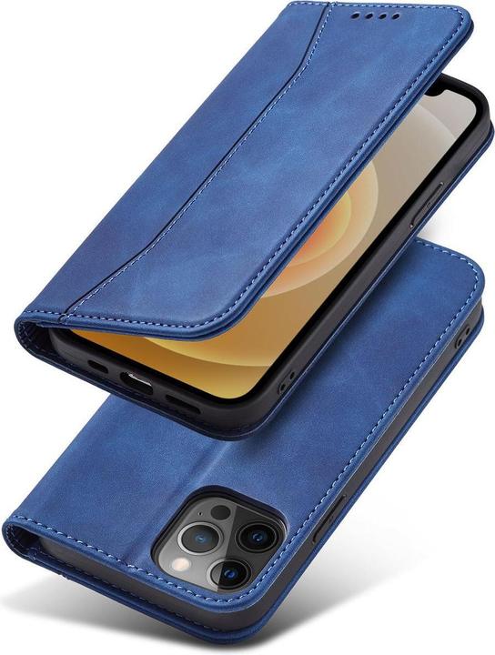 Produktbild Hurtel Magnet Fancy Case Hülle für iPhone 12 Pro Max Tasche Kartenetui Kartenständer Blau (Apple iPhone 12 Pro Max)