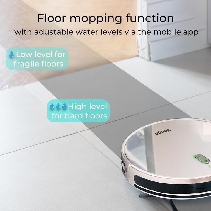 Actual product image Venga 3-in-1 Robot Vacuum with Mop, Gyroscopic Navigation, App Control, 120-Min Runtime (1600 Pa)