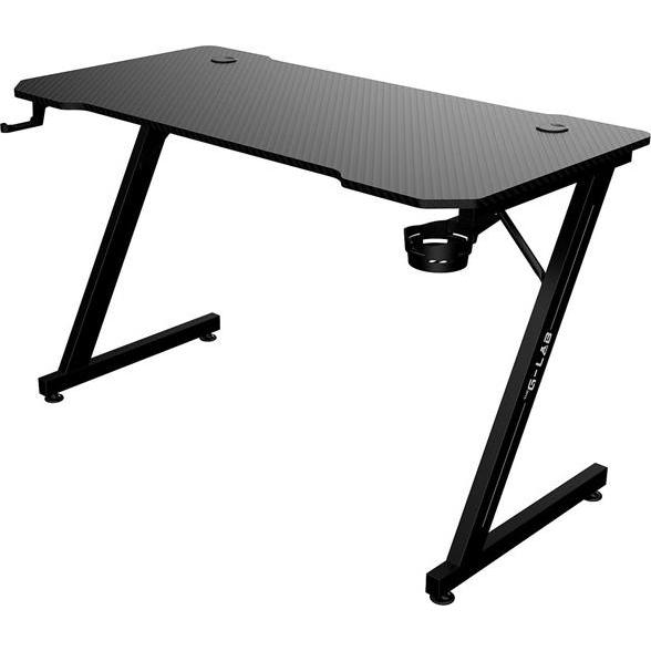 The G-Lab Gamer Asztal - K-DESK YTTRIUM (120x60cm, fém, pohártartó, fejhallgatótartó, fekete), Tavolo gaming, Nero