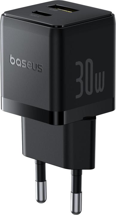 Image du produit Baseus - Wall Charger Palm (P1011160A113-00) - Fast Charging, 2in1, USB, Type-C, 30W - Cluster Black (30 W, 2 ports)