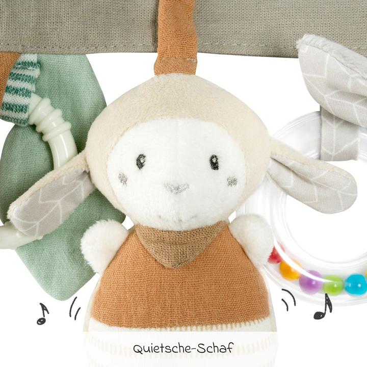Produktbild Fehn Kinderwagenketten Kinderwagenkette mit Rassel & Quietsche - Esel & Schaf