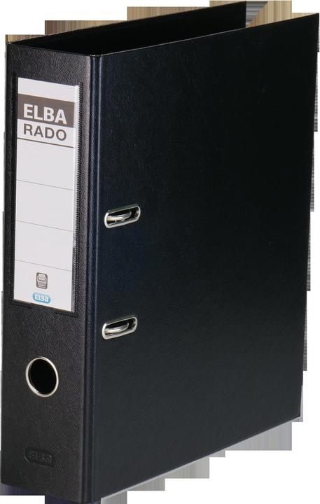 Elba Ordner rado plast, Rückenbreite: 80 mm, schwarz DIN A4, Einband aussen/innen PVC, mit auswechsrem (A4, 80 mm, 1 Stück)