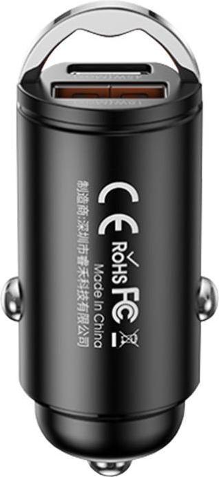 Productafbeelding Remax Autolader USB, USB-C, RCC238, 45W (zwart)