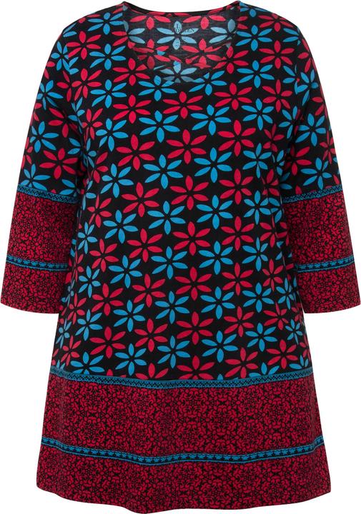 Immagine prodotto Ulla Popken Maglia dal taglio lungo e svasato con bordura, scollo a girocollo e maniche a 3/4 (60)