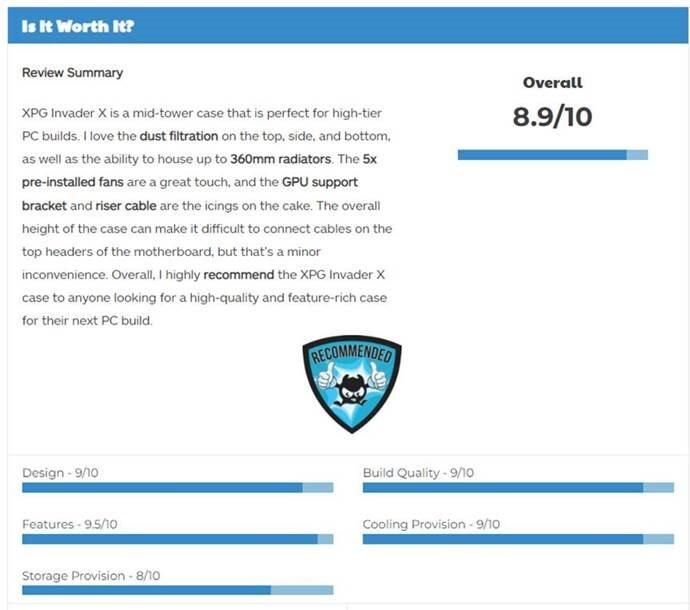Actual product image Adata XPG INVADER X/Midi Tower/Transpar./B??l?? (ATX, Mini-ITX, mATX)