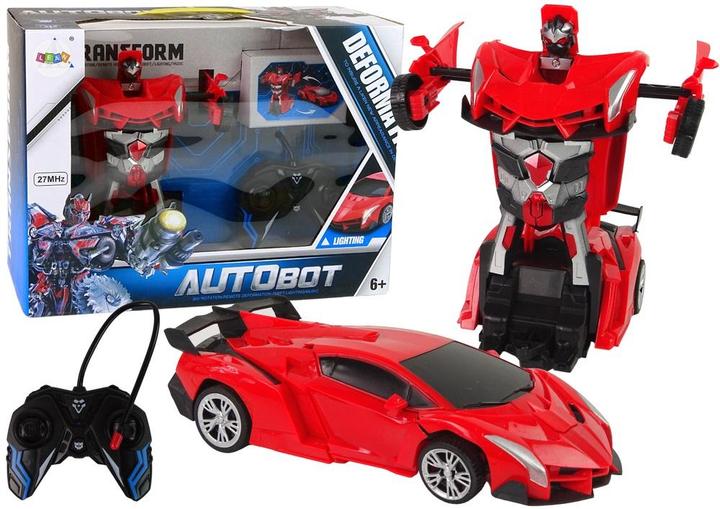 Produktbild Lean Toys Auto Roboter Transformers 2in1 Pilot R/C Licht Sound Drift Farbe Rot