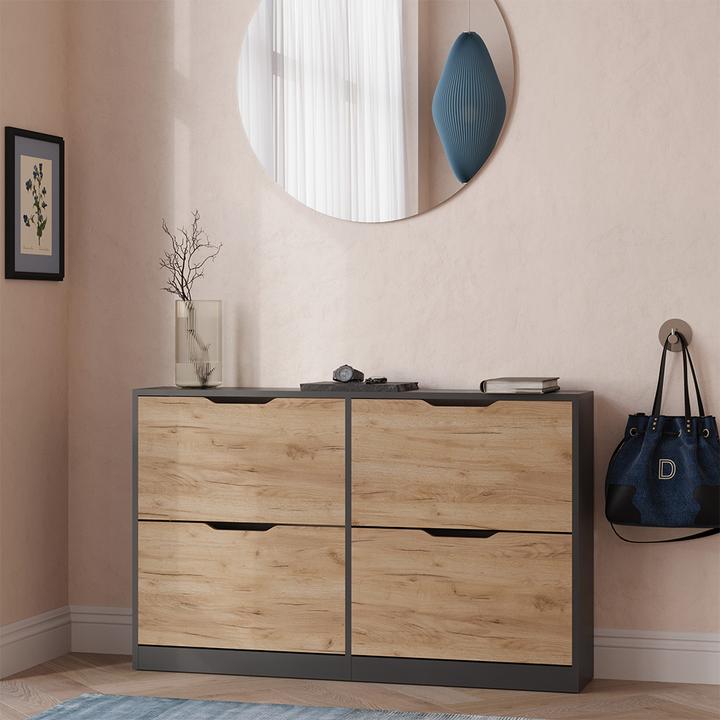 Produktbild Vicco Schuhkipper Luca, Anthrazit/Goldkraft Eiche, 116.6 x 72.5 cm mit 4 Fächern