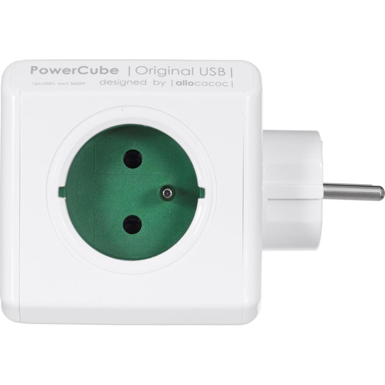 Thumbnail - Allocacoc, Steckdosenleiste, PowerCube Original USB Type E (PowerCube USB GREEN 2202) (4 x, CEE 7/5)