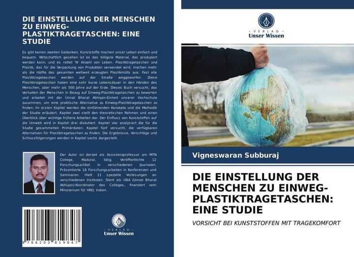 Produktbild Die Einstellung Der Menschen Zu Einweg-Plastiktragetaschen: Eine Studie (Vigneswaran Subburaj, 2021)