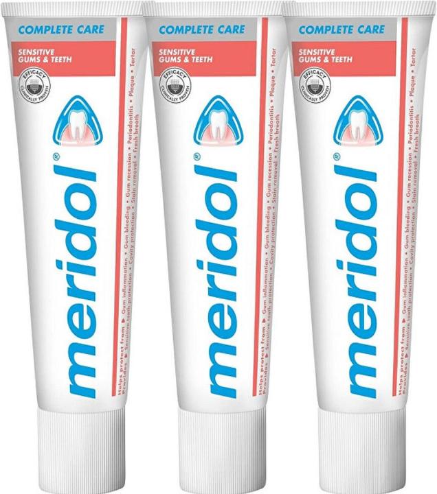 Actual product image Meridol Toothpaste for sensitive teeth Complete Care Sensitive e Gums & Teeth tripack 3 x 75 ml (75 ml)