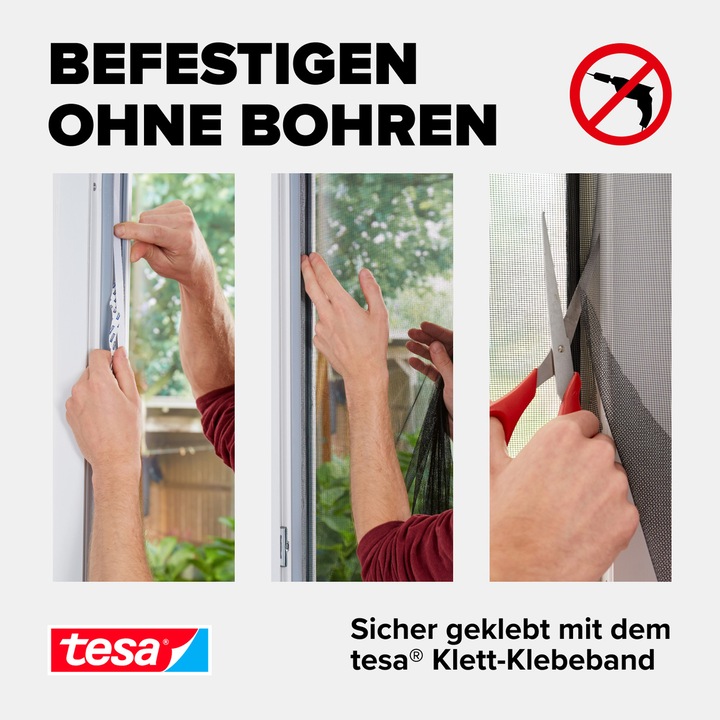 Image du produit tesa Moustiquaire STANDARD pour fenêtre, avec bande Velcro, sans perçage (120 x 220 cm)