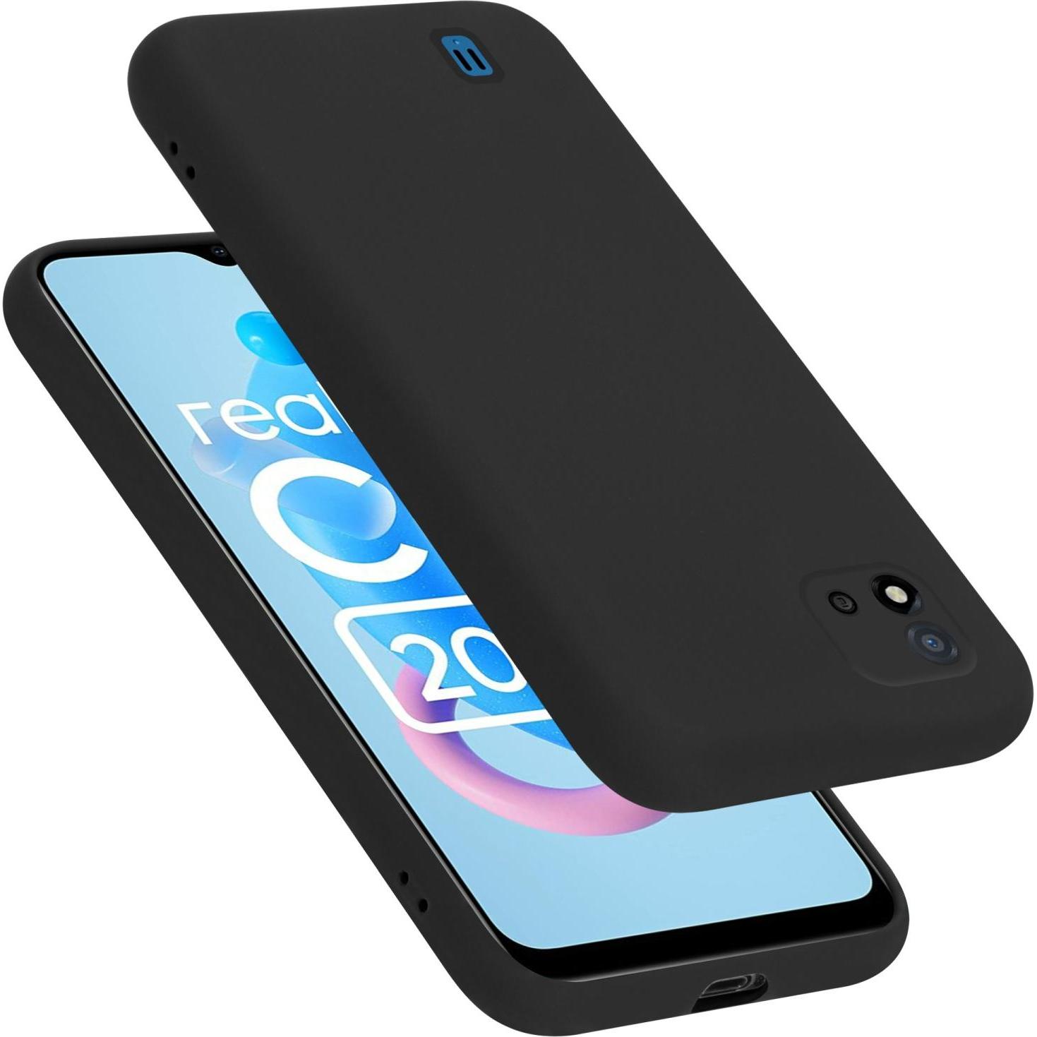 Cadorabo TPU Liquid Silicone Case Hülle für Realme C11 2021 (Realme C11 2021), Smartphone Hülle, Schwarz