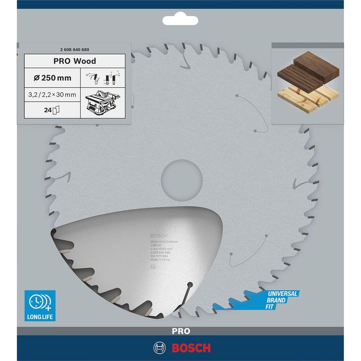 Actual product image Bosch Professional Zubehör PRO Wood circular saw blade, 250 x 3.2 x 30 mm