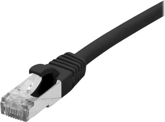 Actual product image Exertis Connect Patch cable CAT. 6, F/UTP, PoE, halogen-free, black, 0.3 m Shielded patch cable with snap-in lug (F/UTP, CAT6, 0.30 m)