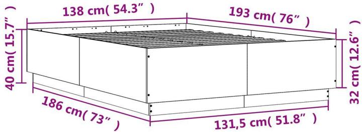 Produktbild vidaXL Bettgestell (135 x 190 cm)