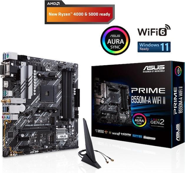 Productafbeelding ASUS MB PRIME -A WI-FI II AMD,AM4,DDR4,mATX (AM4, AMD B550, mATX)