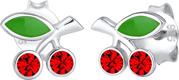 Elli Ohrringe Kinder Kirschen Kristalle 925 Silber (Glaskristall, 925er Sterling Silber, Emaille)