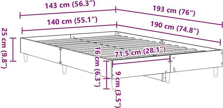 Actual product image vidaXL Bettgestell (140 x 190 cm)