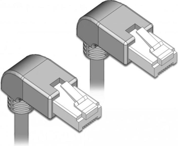 Actual product image Delock Patch cable RJ-45 (M) angled down to RJ-45 (M) angled down (S/FTP, CAT6a, 2 m)