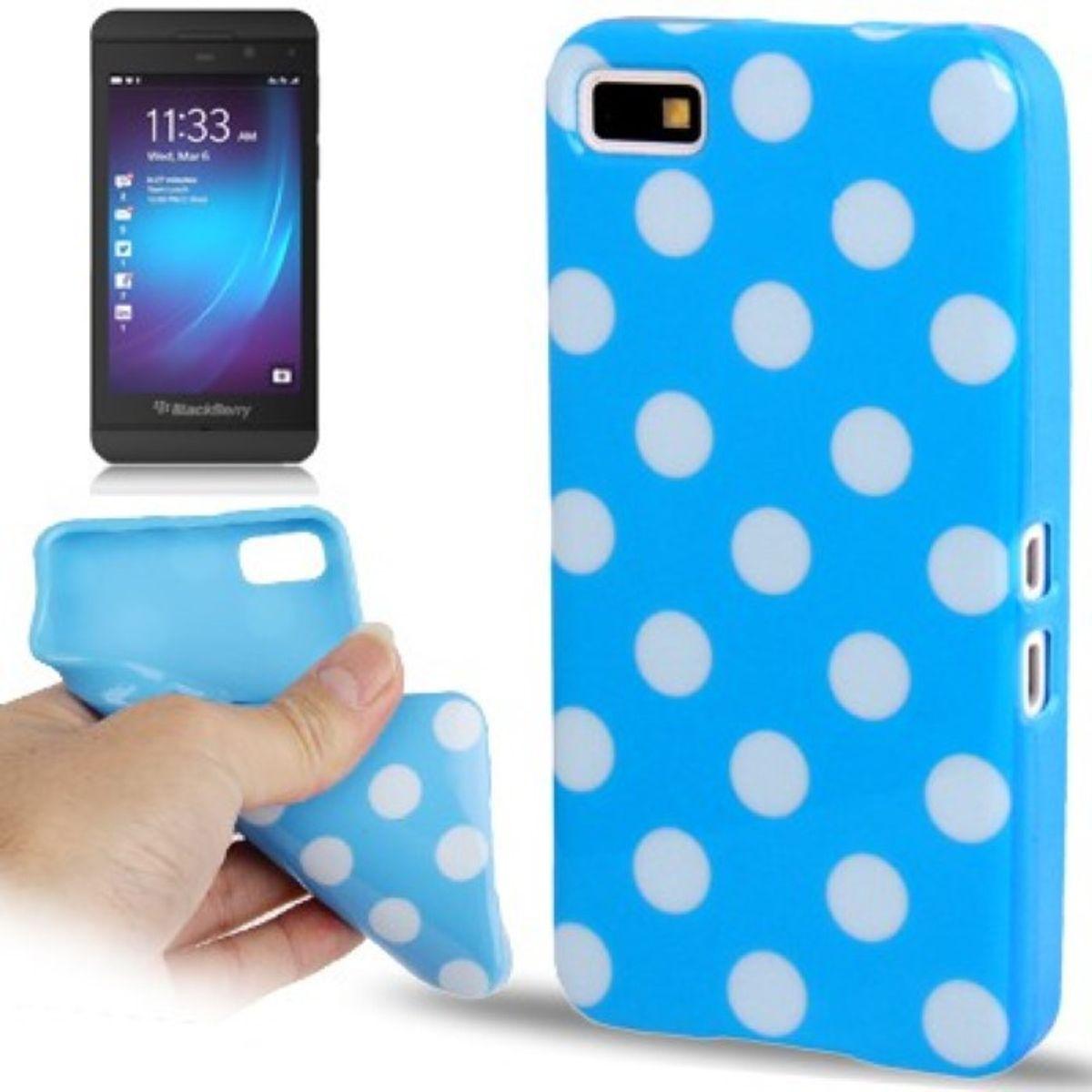 König Design Schutzhülle TPU Punkte Case für Handy Blackberry Z10 blau (Blackberry Z10), Smartphone Hülle, Blau