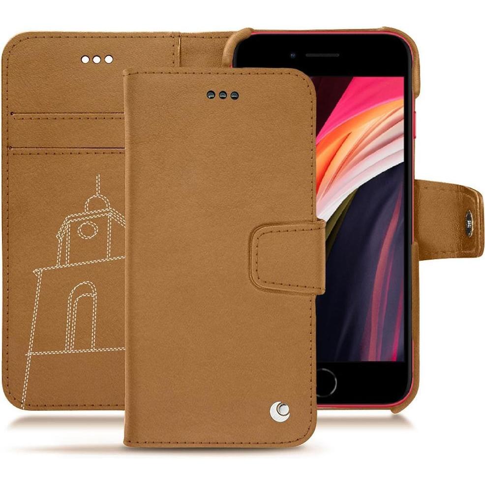 Noreve Lederschutzhülle Wallet (Apple iPhone SE (2nd Gen), Apple iPhone SE (3rd Gen)), Smartphone Hülle, Braun