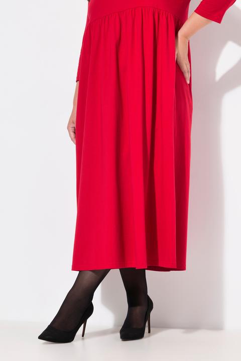 Image du produit Ulla Popken Robe en jersey, couture empire, col V, manches 3/4, poches (50, 52)