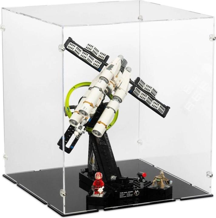 iDisplayit Acryl-Display für LEGO® 11389 Der Astronaut (Mit Kurbelöffnung und schwarzem Boden)
