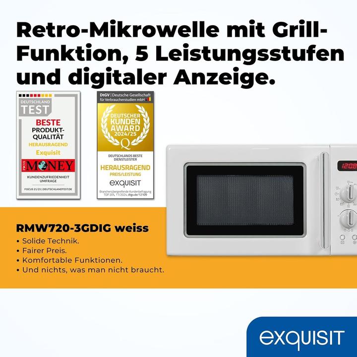 Produktbild Exquisit Exqu Retro Mikrowelle RMW720-3GDIG weiss 812764000 (20 l)