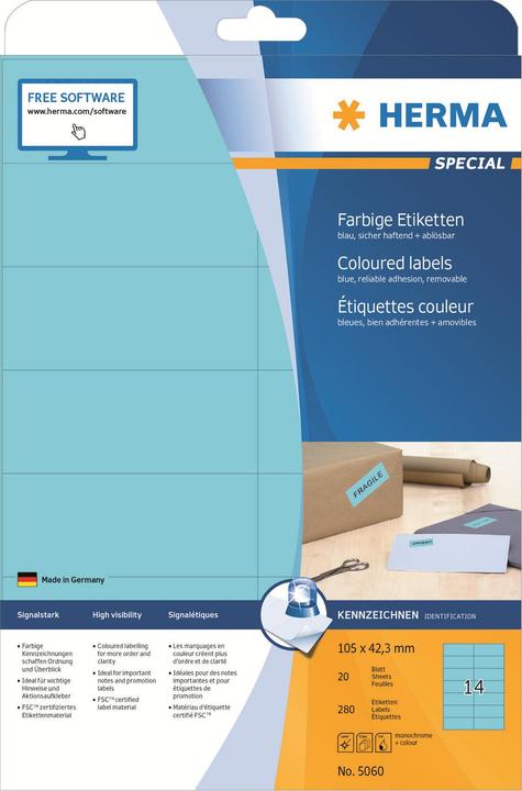 Actual product image HERMA Colour labels A4 removable