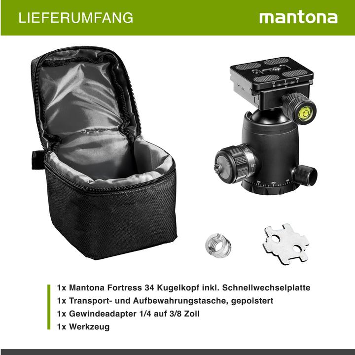 Produktbild mantona Fortress 34 Kugelkopf (S1-3410AF) (Kugelkopf)
