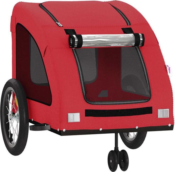 Produktbild vidaXL Fahrradanhänger Hunde Rot Oxford-Gewebe und Eisen