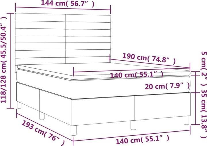 Image du produit vidaXL Boxspringbett (140 x 190 cm)