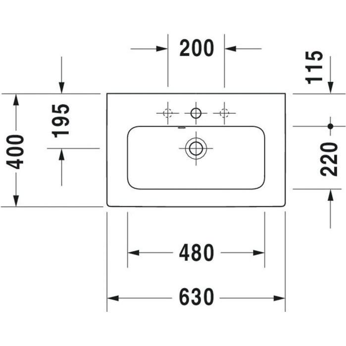 Thumbnail - Duravit, Waschbecken, Möbel-WT ME by Starck compact m ÜL m HLB 630x400mm o Hahnloch weiss WG (400 mm, 630 mm)