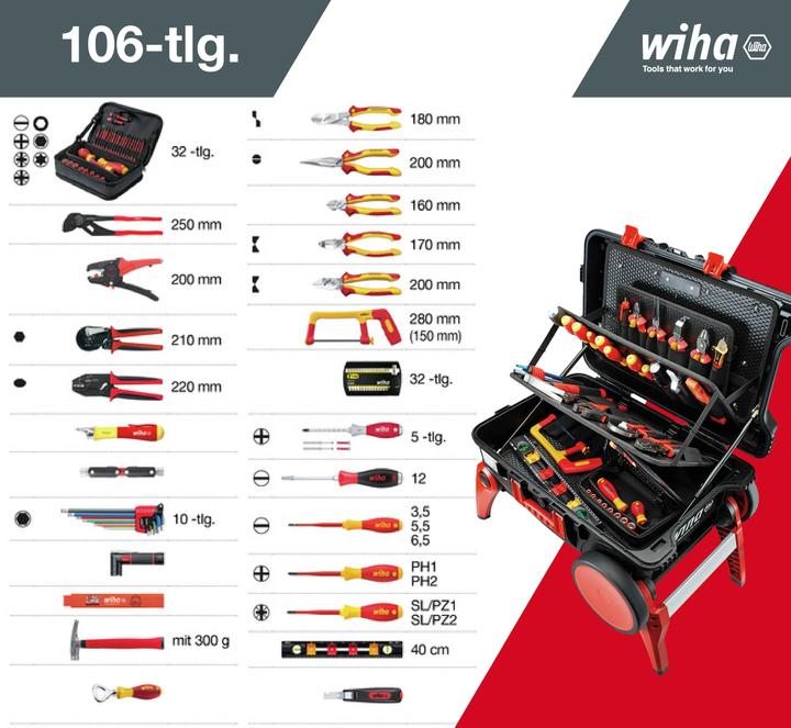 Actual product image Wiha Tool case set XXL III electric I 104-piece I Electrician's tool case I Tool box (106 pieces)