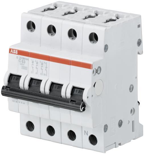 Immagine prodotto ABB S203M-C32NA Interruttore automatico C-Char.,10kA,32A,3P,+N A