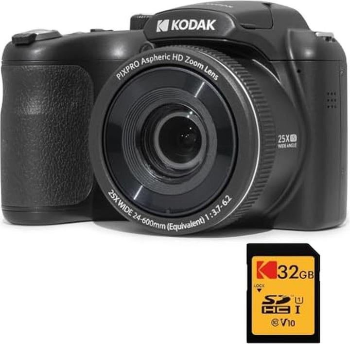 Kodak Fotocamera digitale bridge 16 MP, zoom 25x, video HD 1080p, grandangolo 24 mm, display LCD 3 pollici (16 Mpx, 25 x)