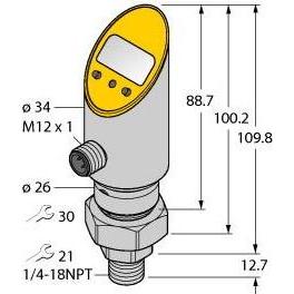 Turck Sensore di pressione ruotabile con 2 uscite di commutazione a transistor PS250R-503-2UPN8X, Pulsante + Interruttore