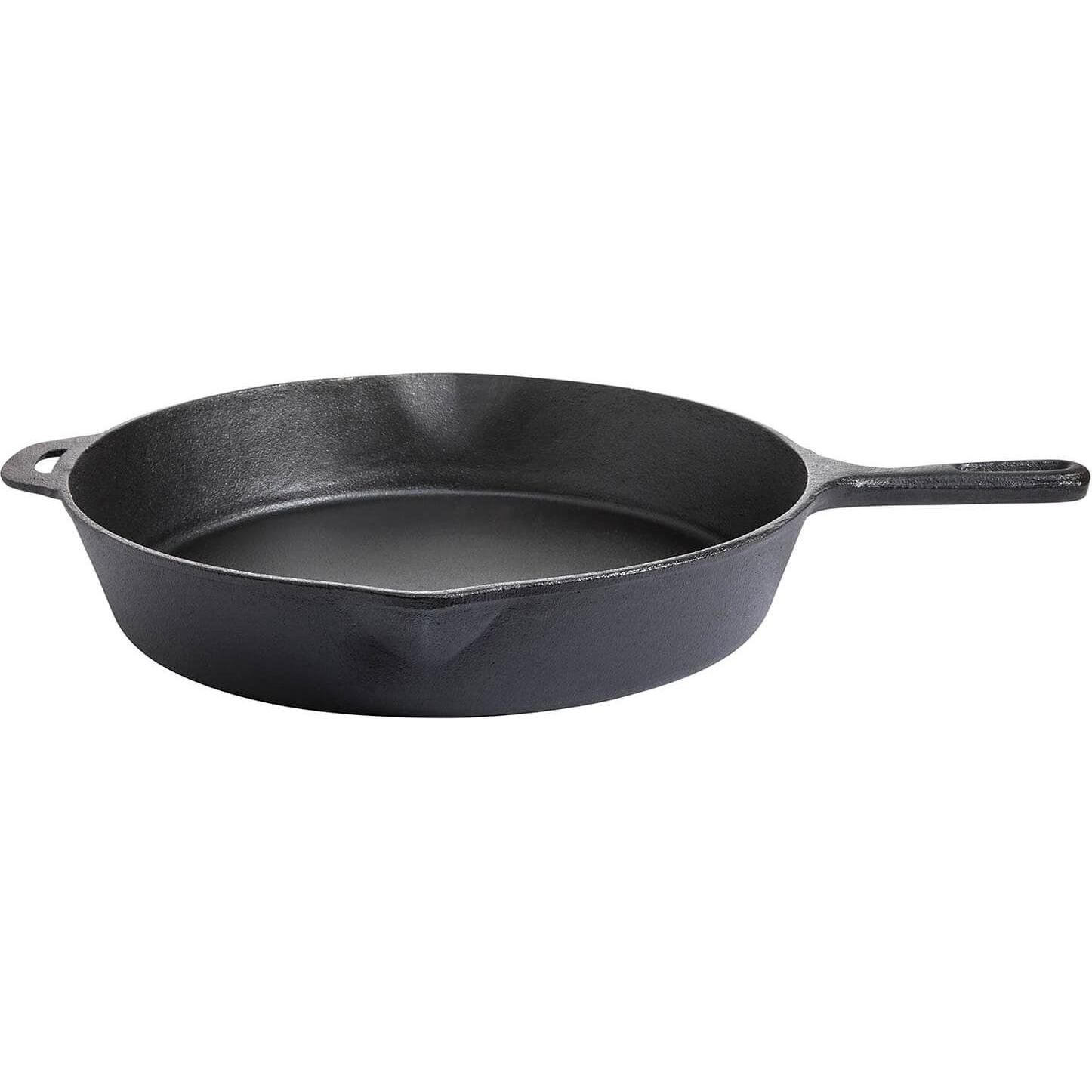 All'Grill Gusseisenpfanne mit kurzem Stiel und Griff, Ø 39 x 6,5 cm, Pfanne + Kochtopf, Schwarz