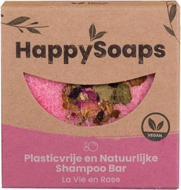 Actual product image Happy Soaps La Vie en Rose Solid Shampoo Bar 70g - Vegan and 100% Plastic Free - Handmade in EU (Solid shampoo)