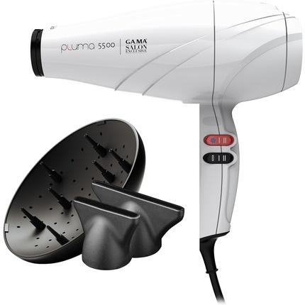 GAMA Pluma 5500 Oxy-Active Professioneller Haartrockner mit langanhaltendem Aktivsauerstoff 2400W Weiss (2400 W)