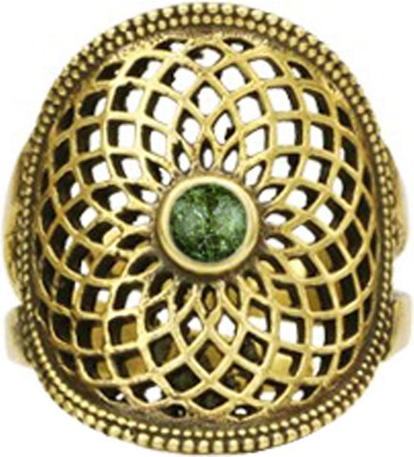 Actual product image Star Piercing Ring vergoldet Blume des Lebens mit Afrikanischem Jade Stein (57)