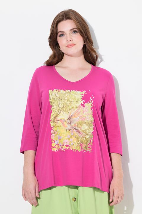 Produktbild Ulla Popken Shirt, Natur-Motiv, A-Linie, V-Ausschnitt, 3/4-Arm (50, 52)