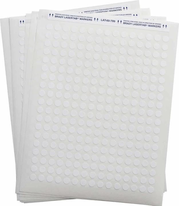 Brady LAT-60-799-2.5, nylon fabric, white, cover label 9.53 mm diameter, permanent, 15-panel