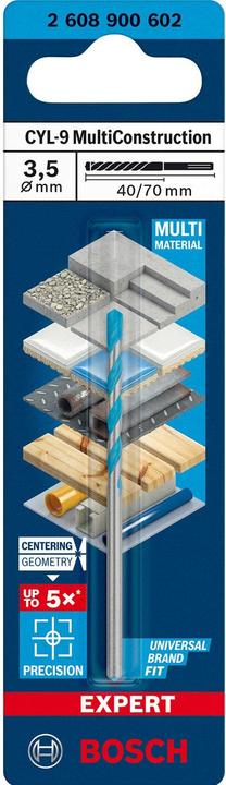 Produktbild Bosch Professional Zubehör EXPERT CYL-9 MultiConstruction Bohrer, 3,5 x 40 x 70 mm (3.5 mm)